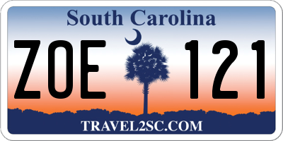 SC license plate ZOE121