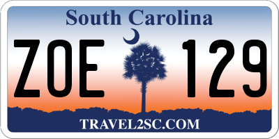 SC license plate ZOE129