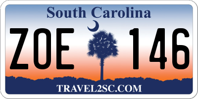 SC license plate ZOE146