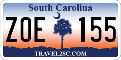 SC license plate ZOE155
