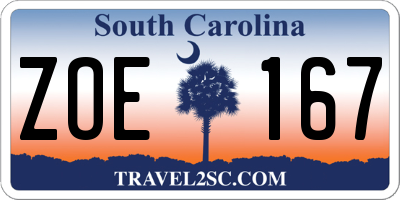 SC license plate ZOE167