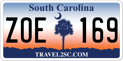 SC license plate ZOE169