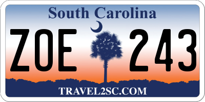SC license plate ZOE243