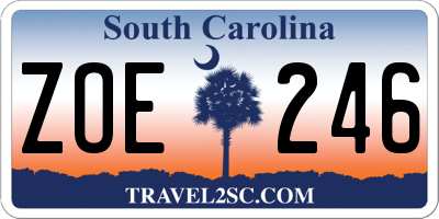 SC license plate ZOE246
