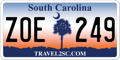 SC license plate ZOE249