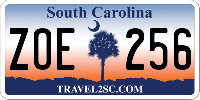 SC license plate ZOE256