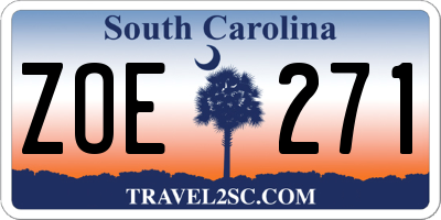 SC license plate ZOE271