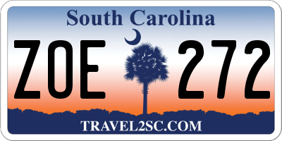 SC license plate ZOE272