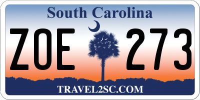 SC license plate ZOE273