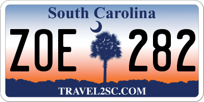 SC license plate ZOE282