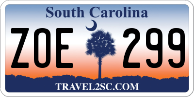 SC license plate ZOE299