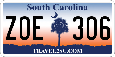 SC license plate ZOE306