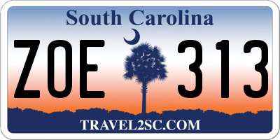 SC license plate ZOE313