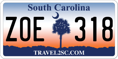 SC license plate ZOE318