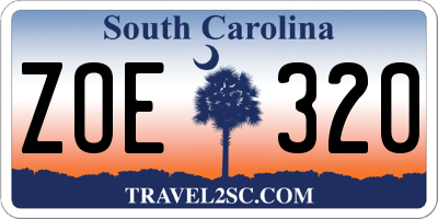 SC license plate ZOE320