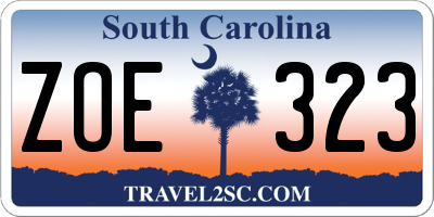SC license plate ZOE323