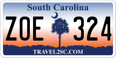 SC license plate ZOE324