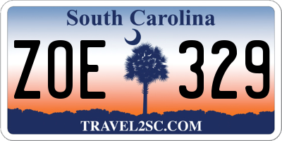 SC license plate ZOE329