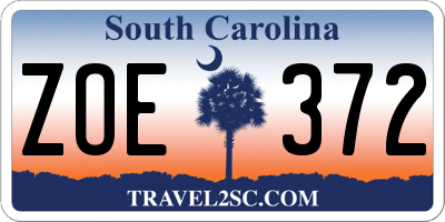 SC license plate ZOE372
