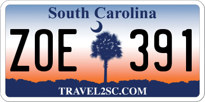 SC license plate ZOE391