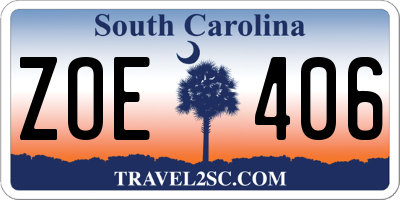 SC license plate ZOE406