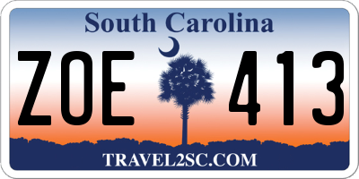 SC license plate ZOE413