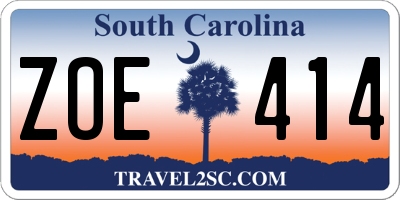 SC license plate ZOE414