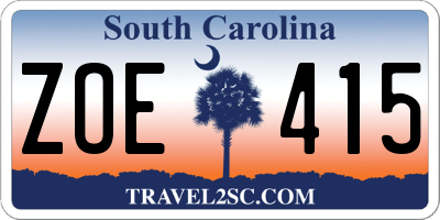 SC license plate ZOE415