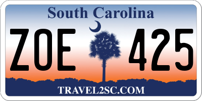 SC license plate ZOE425