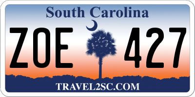 SC license plate ZOE427