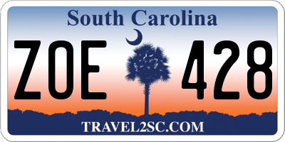 SC license plate ZOE428