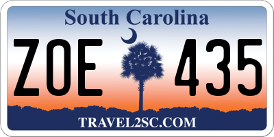 SC license plate ZOE435