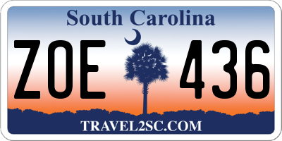 SC license plate ZOE436
