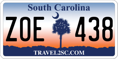 SC license plate ZOE438