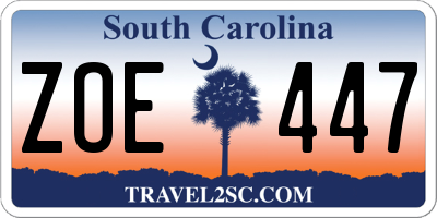 SC license plate ZOE447