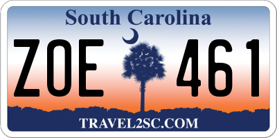 SC license plate ZOE461