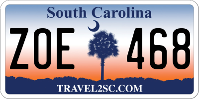 SC license plate ZOE468