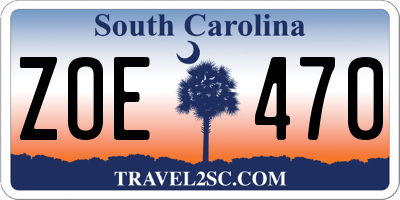 SC license plate ZOE470