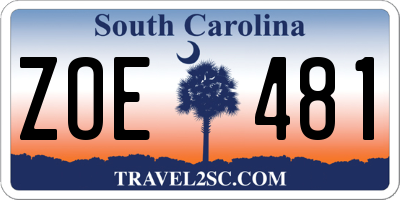SC license plate ZOE481