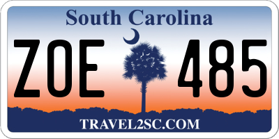 SC license plate ZOE485
