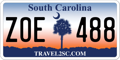 SC license plate ZOE488