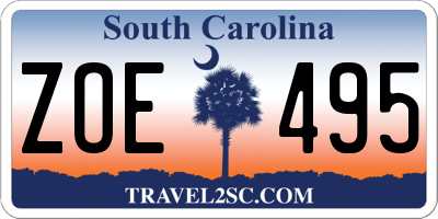SC license plate ZOE495