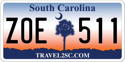 SC license plate ZOE511