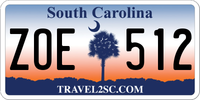 SC license plate ZOE512