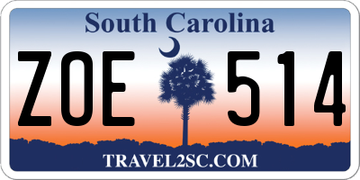 SC license plate ZOE514