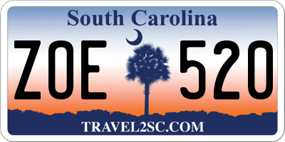 SC license plate ZOE520