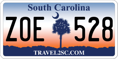 SC license plate ZOE528