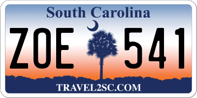 SC license plate ZOE541
