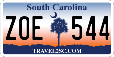 SC license plate ZOE544