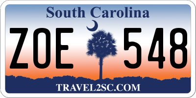 SC license plate ZOE548